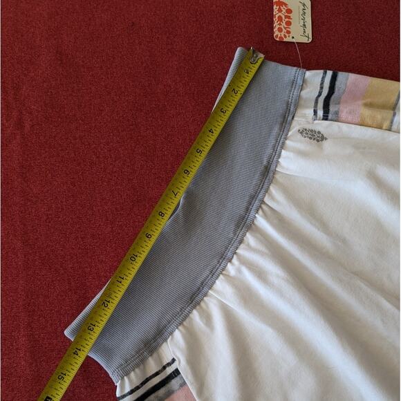 NWT FP Movemen Ivory Textured Camper Stripes Cotton Mini Shorts, size S - Picture 7 of 8